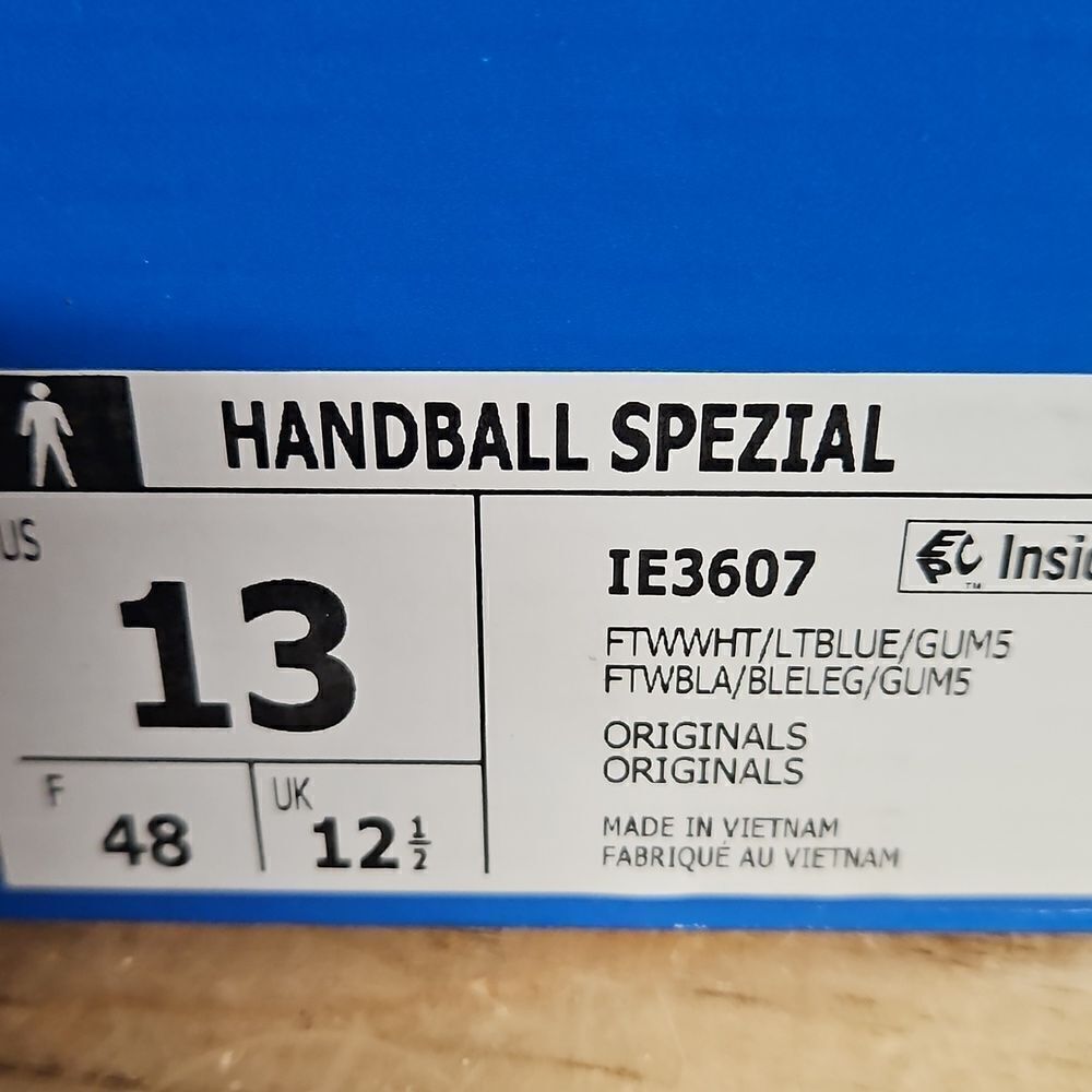 Adidas Originals Handball Spezial White Blue Gum Sole Mens Shoe Trainer IE3607 - Picture 12 of 12